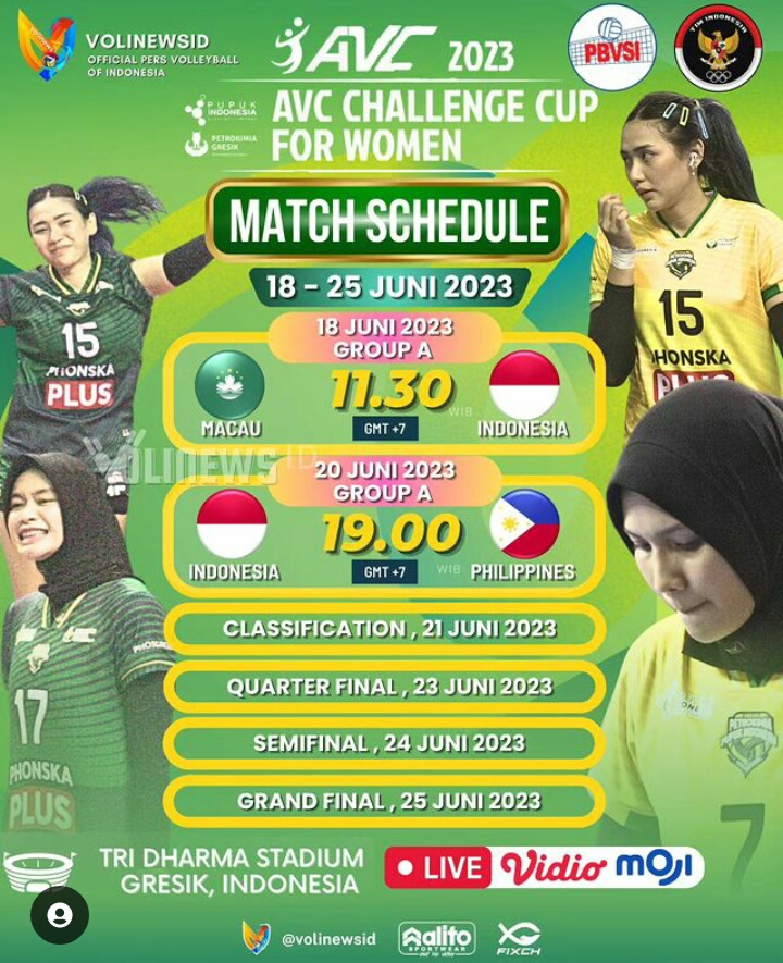 Timnas Voli Putri Indonesia dan Makao Awali AVC Challenge Cup For Women